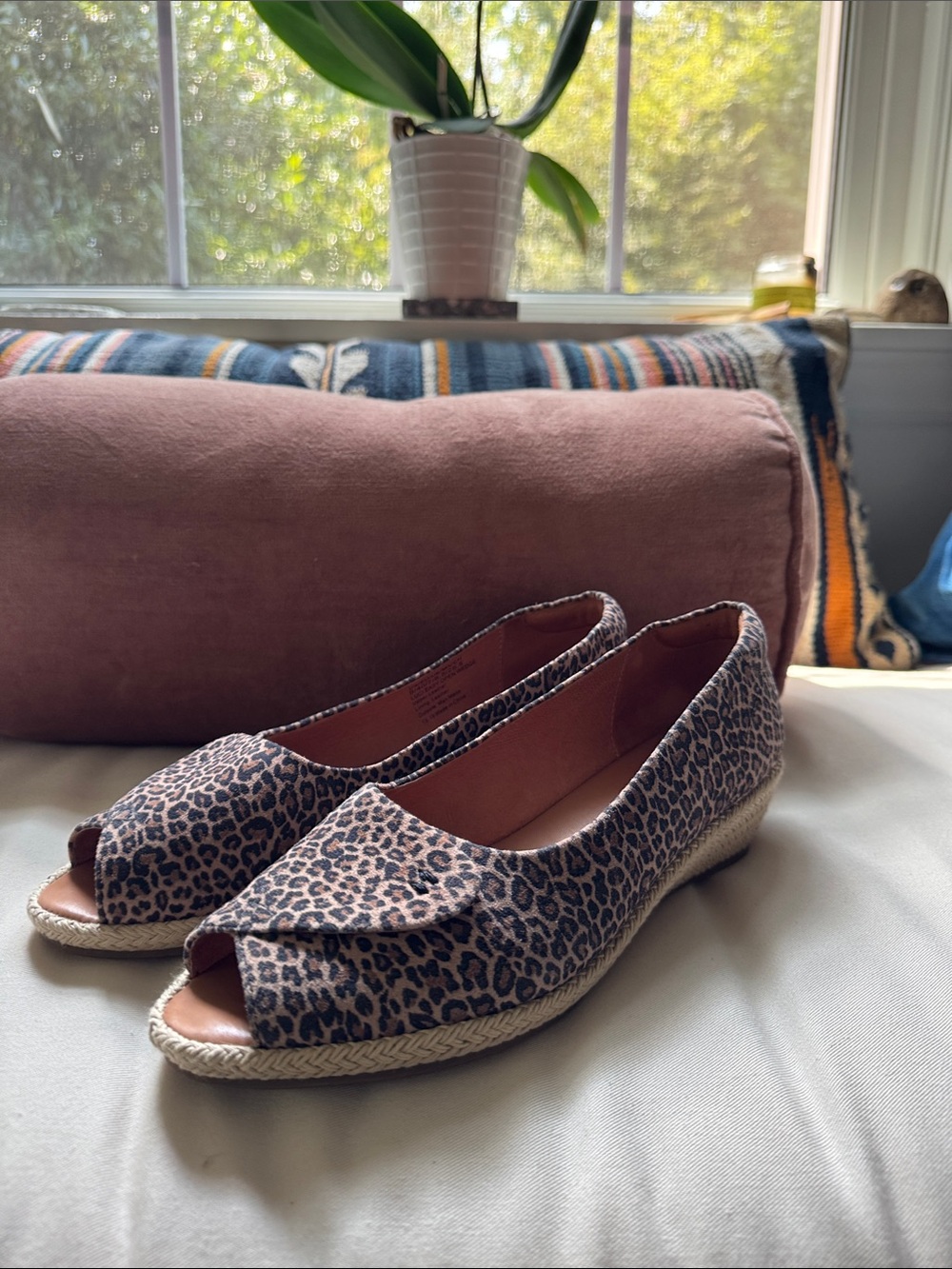 gentle souls Luci Leopard Print Peep-Toe Espadrille wedge - Brown & Black